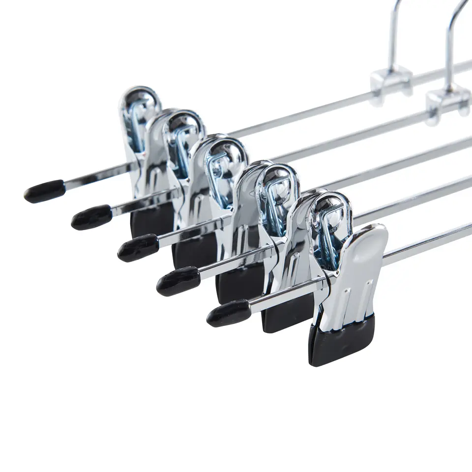 20 Stuks Broekhangers met Knijpers- Stevige Kleding Hangers Zilver en Zwart
