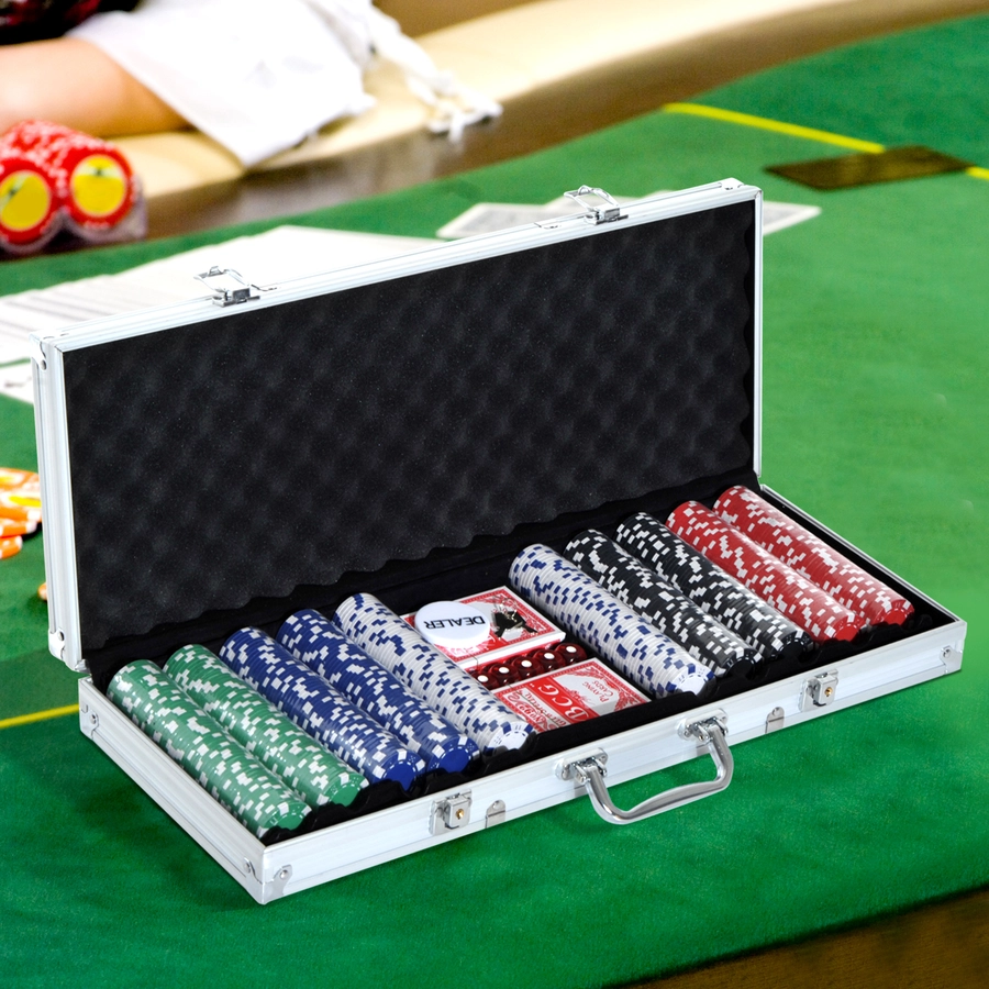 HOMCOM Pokerkoffer inklusive Pokerset silber