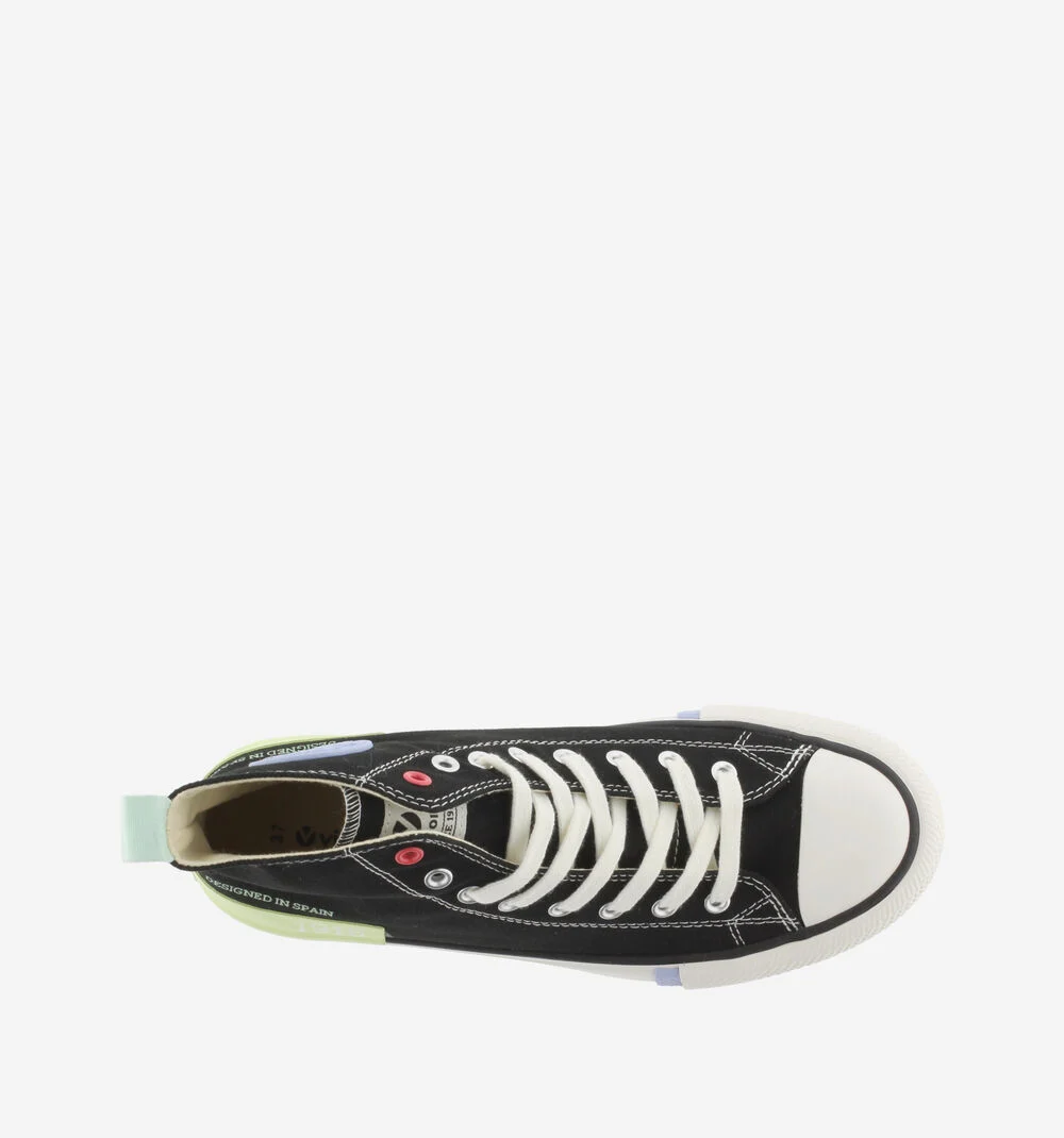 TRIBU DOBLE TOILE PIÈCES COULEUR Baskets montantes imprimé détail fluo NEGRO