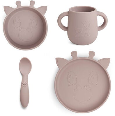 nuuroo Lykke Giraff Tallerkensett 4-pack Silikon, Woodrose