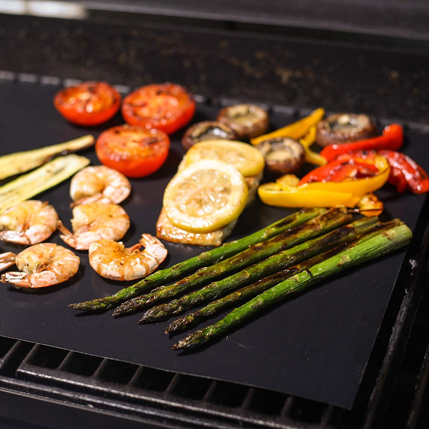 (6er Set) 34x24cm Anti-Haft Backpapier Wiederverwendbare Matte für Grill / Backofen - Schwarz