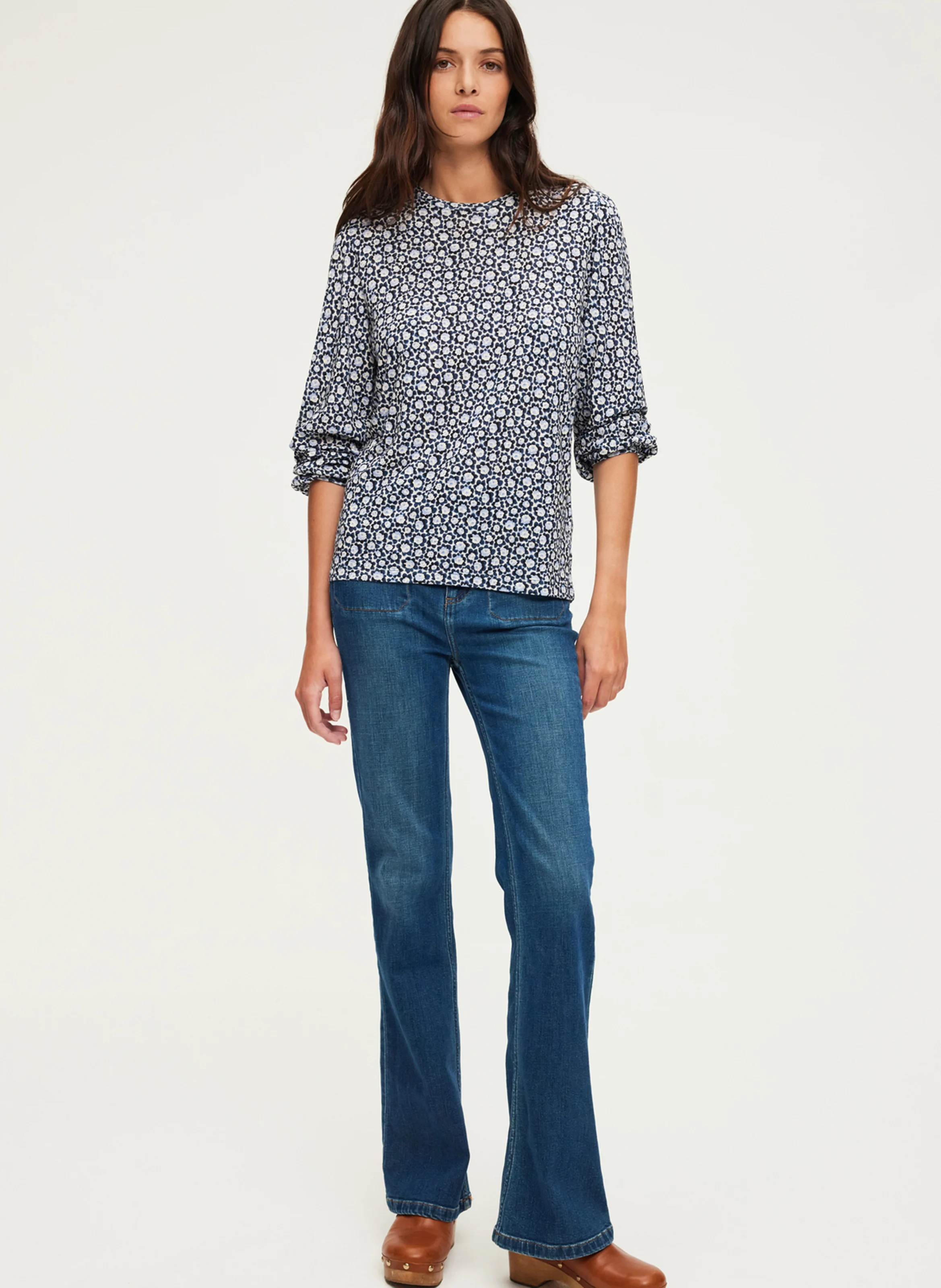 ALEXANDRA - Tee-shirt manches longues en coton mélangé | Bleu