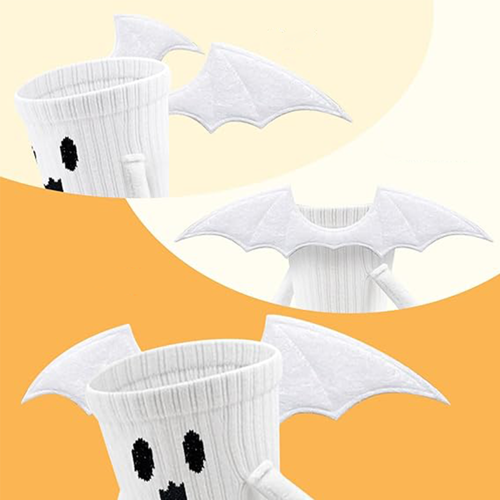 (2 Paar) Unisex Socken Halloween Fashion Strümpfe Couple Socks Füsslinge mit Magnetischen Händen (One Size) - Fledermaus / Geist