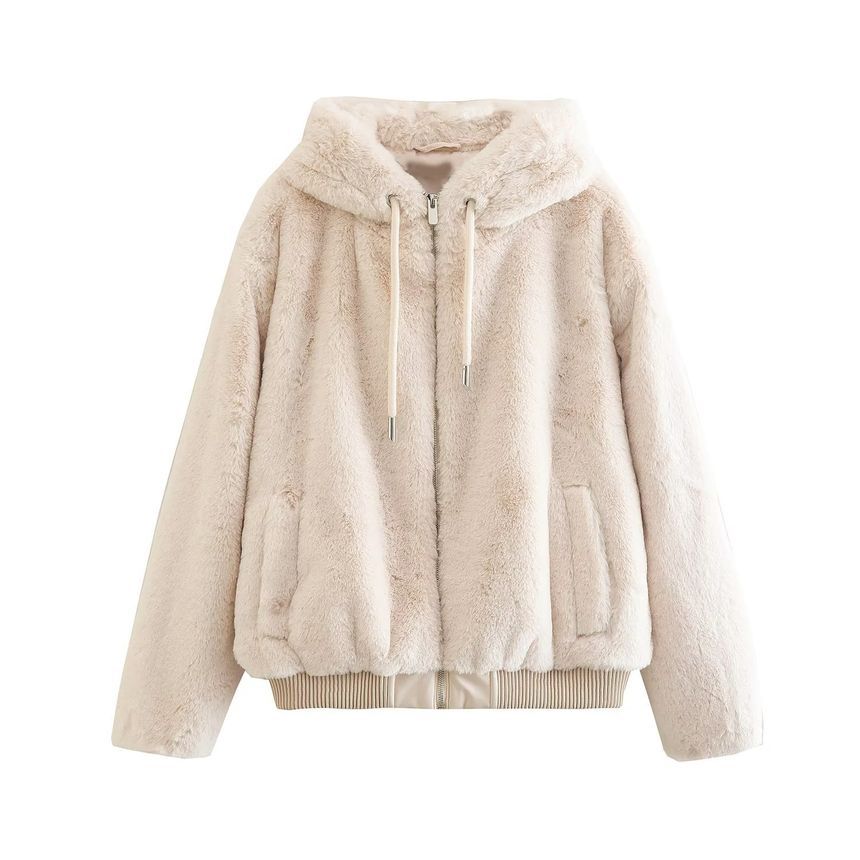 Avauntgardo - Effen, pluizige hoodie met rits