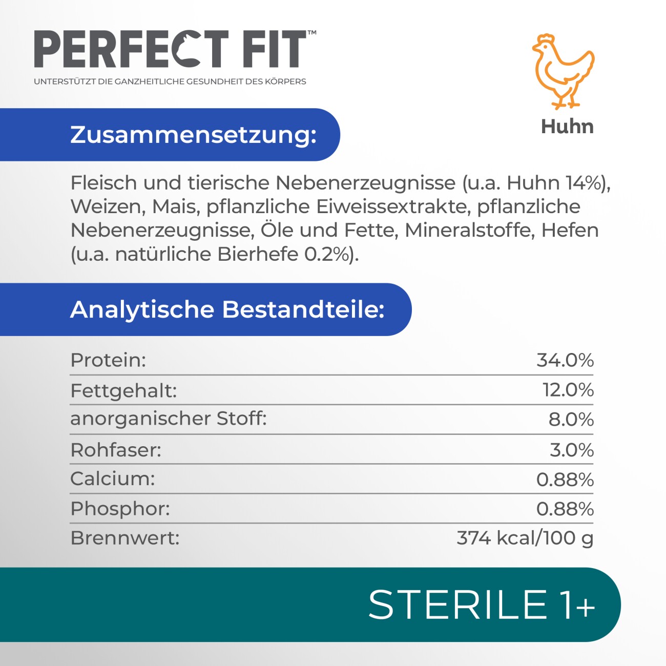 PERFECT FIT Beutel Sterile 1+ mit Huhn 1,4 kg
