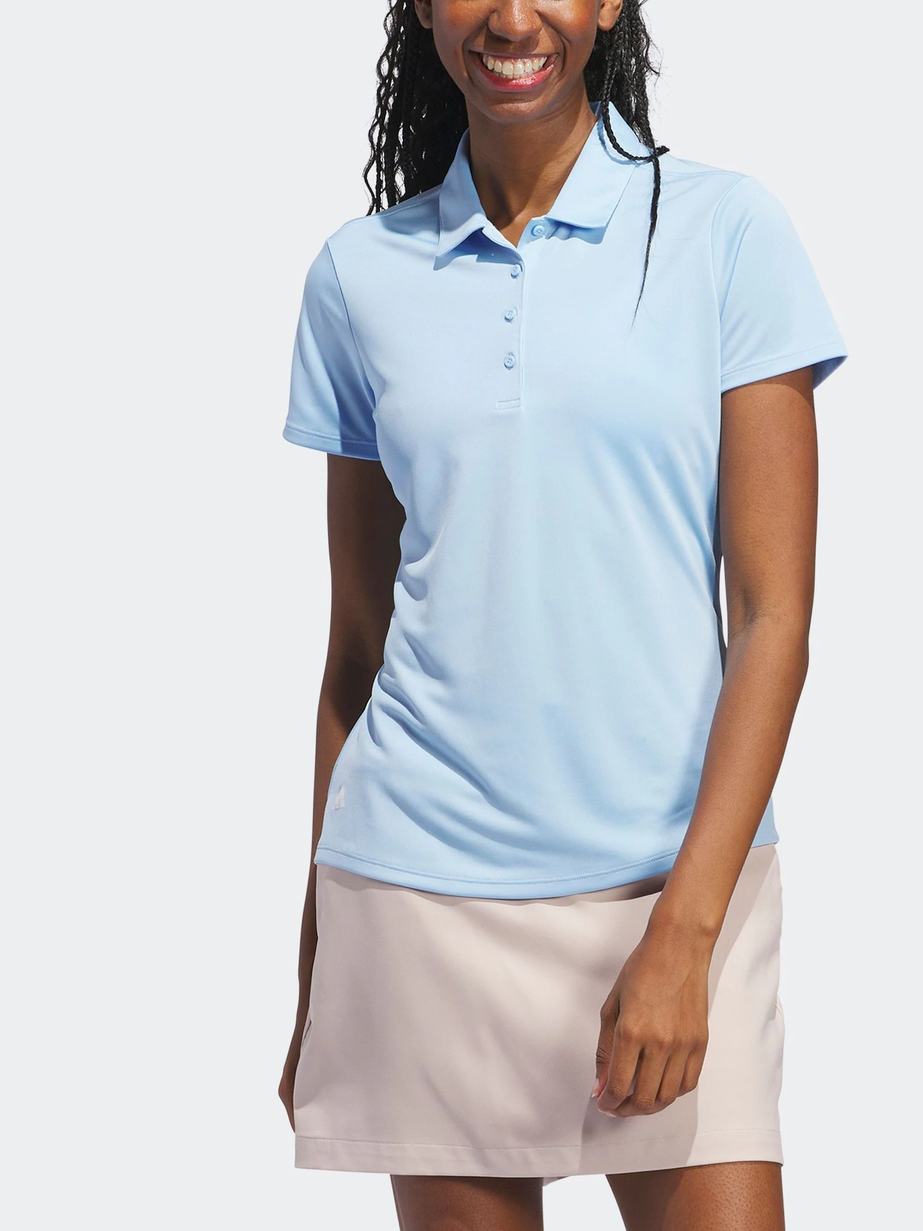 Lichtblauw - Adidas golf effen poloshirt met korte mouwen