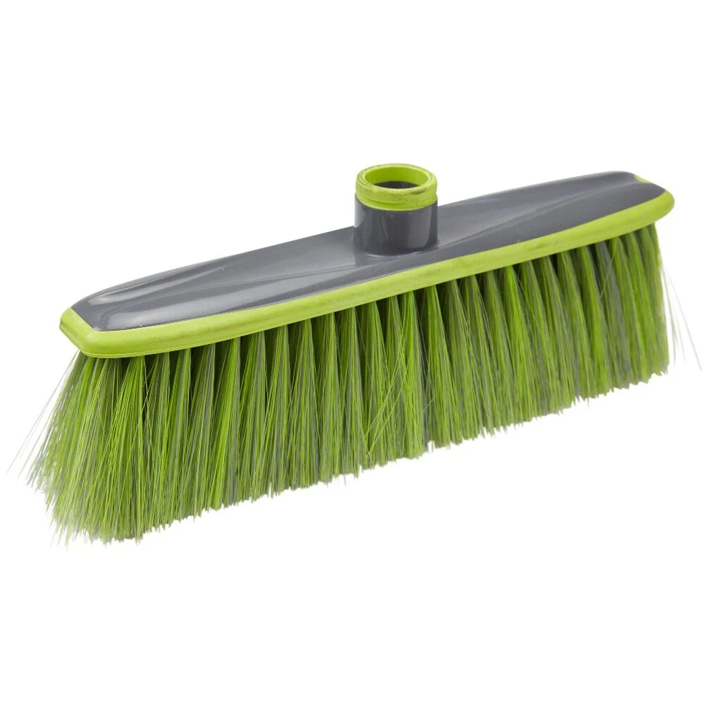 Tête de balai d'intérieur droit en plastique contour antichoc vert et gris