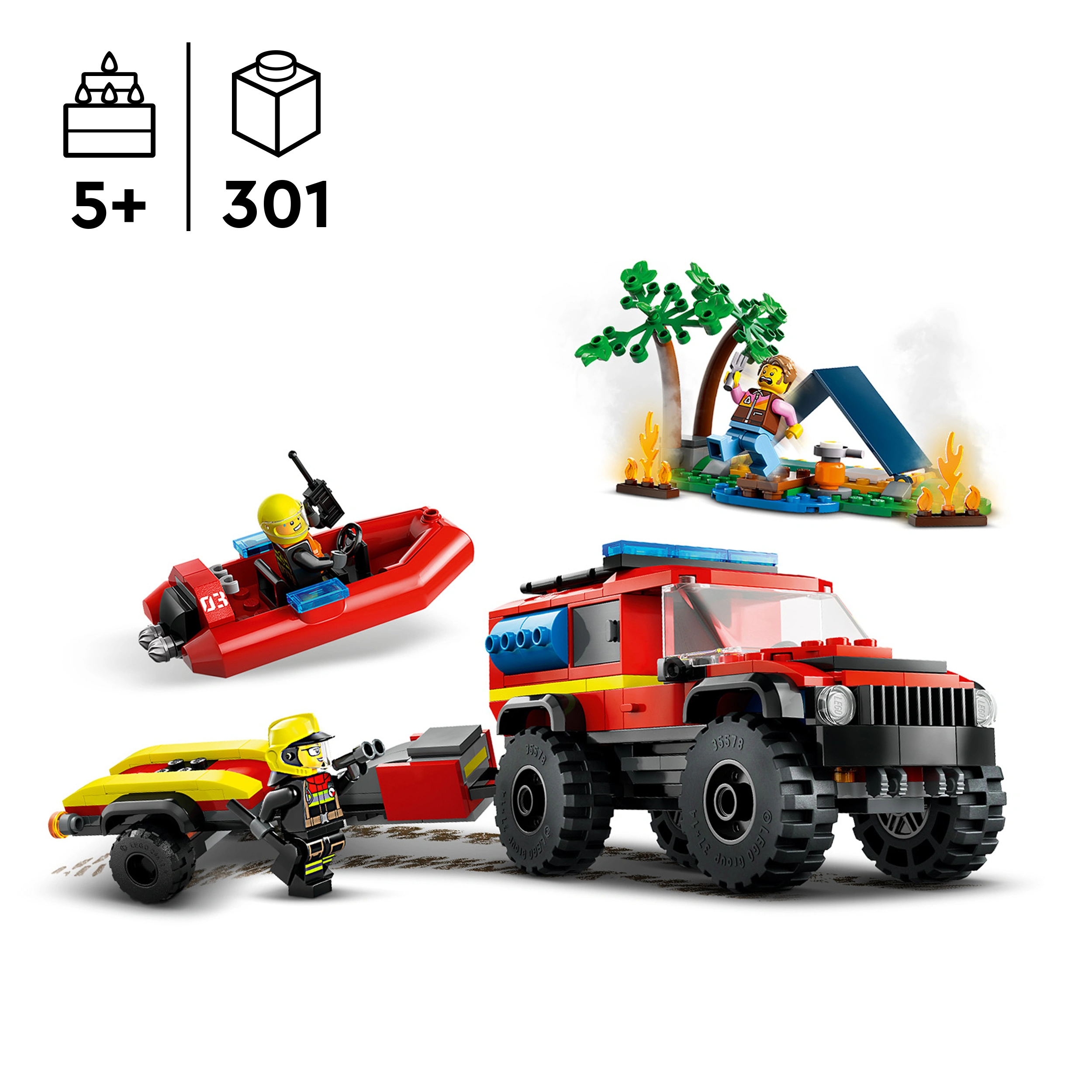 LEGO® City 60412 FEUERWEHR-GELÄNDEWAGEN MIT RETTUNGSBOOT
