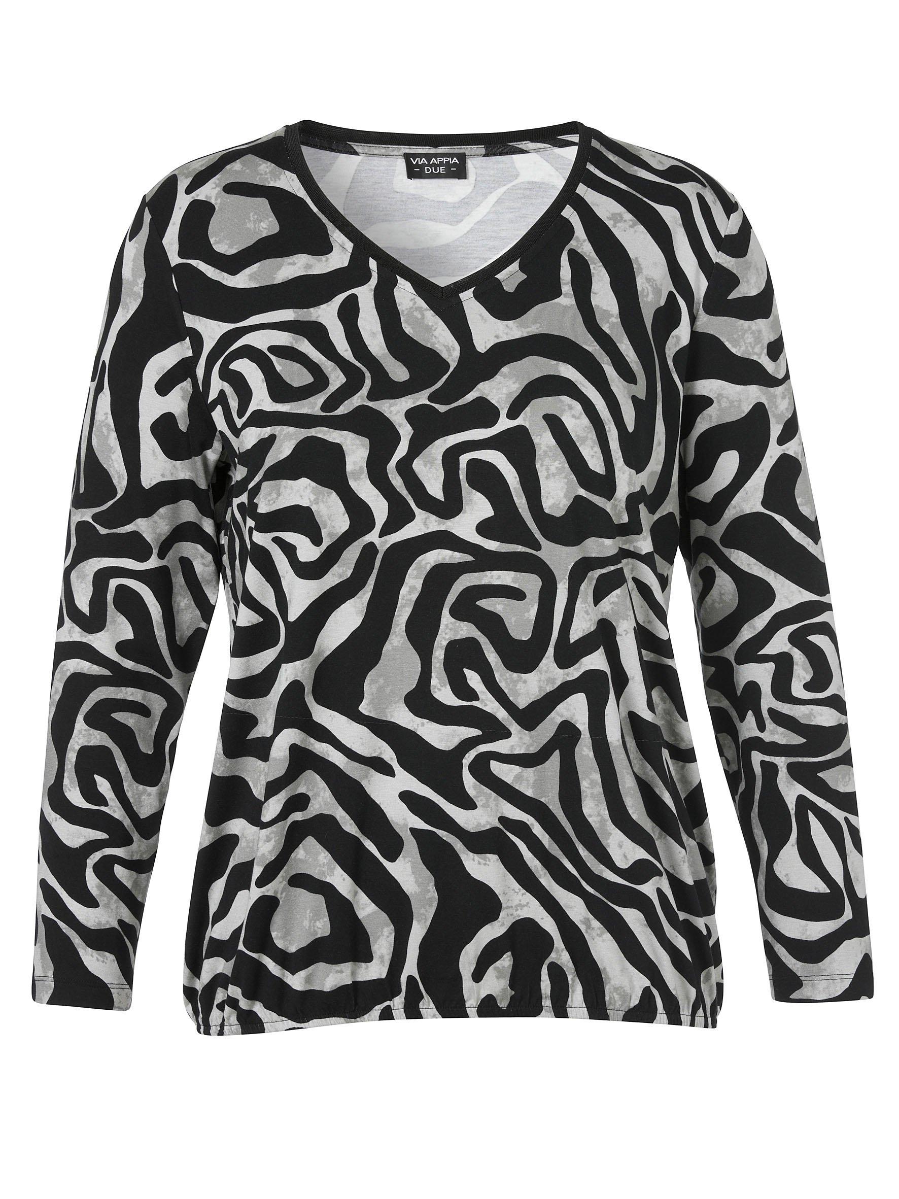 Langarmshirt mit Zebraprint und V-Ausschnitt