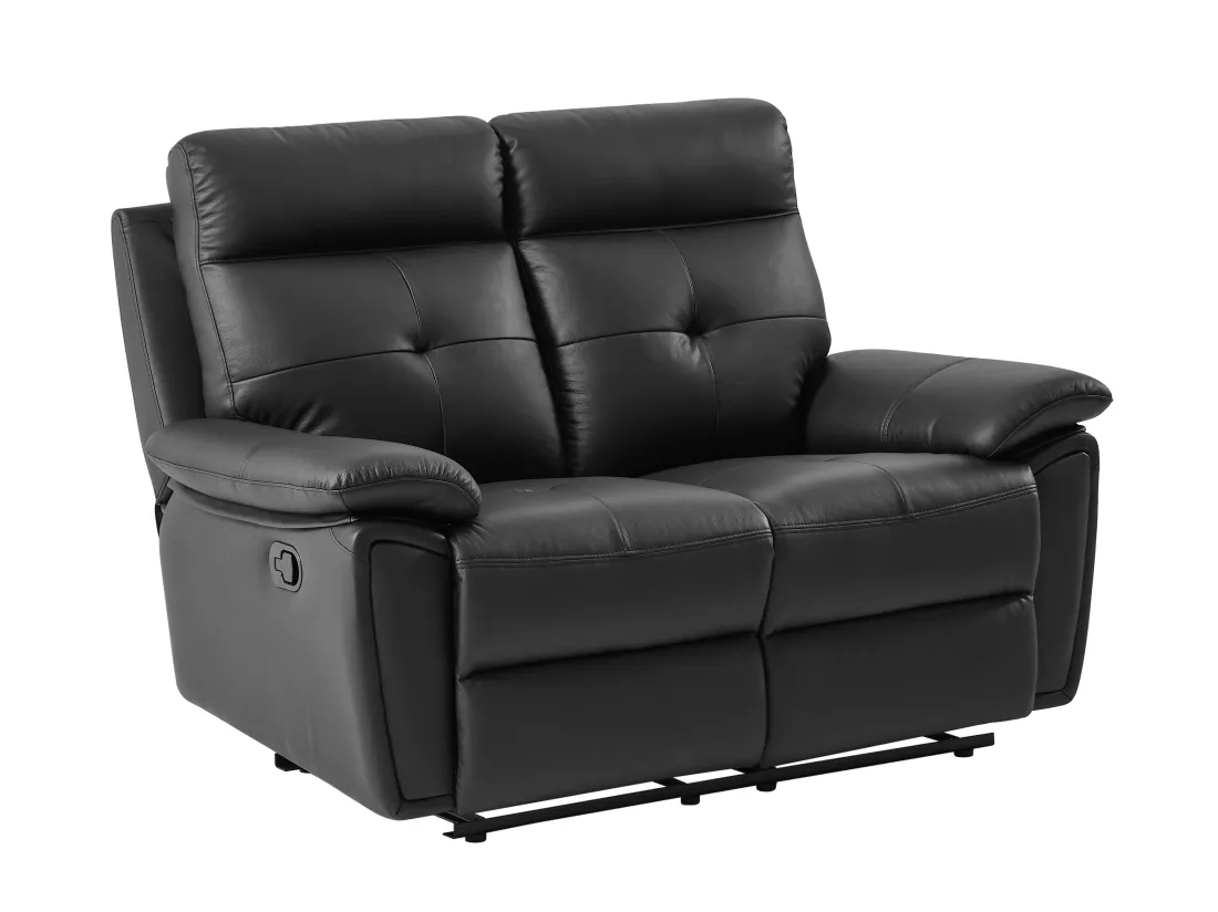 Canapés 3 places 2 places et un fauteuil relax en cuir noir VINETA