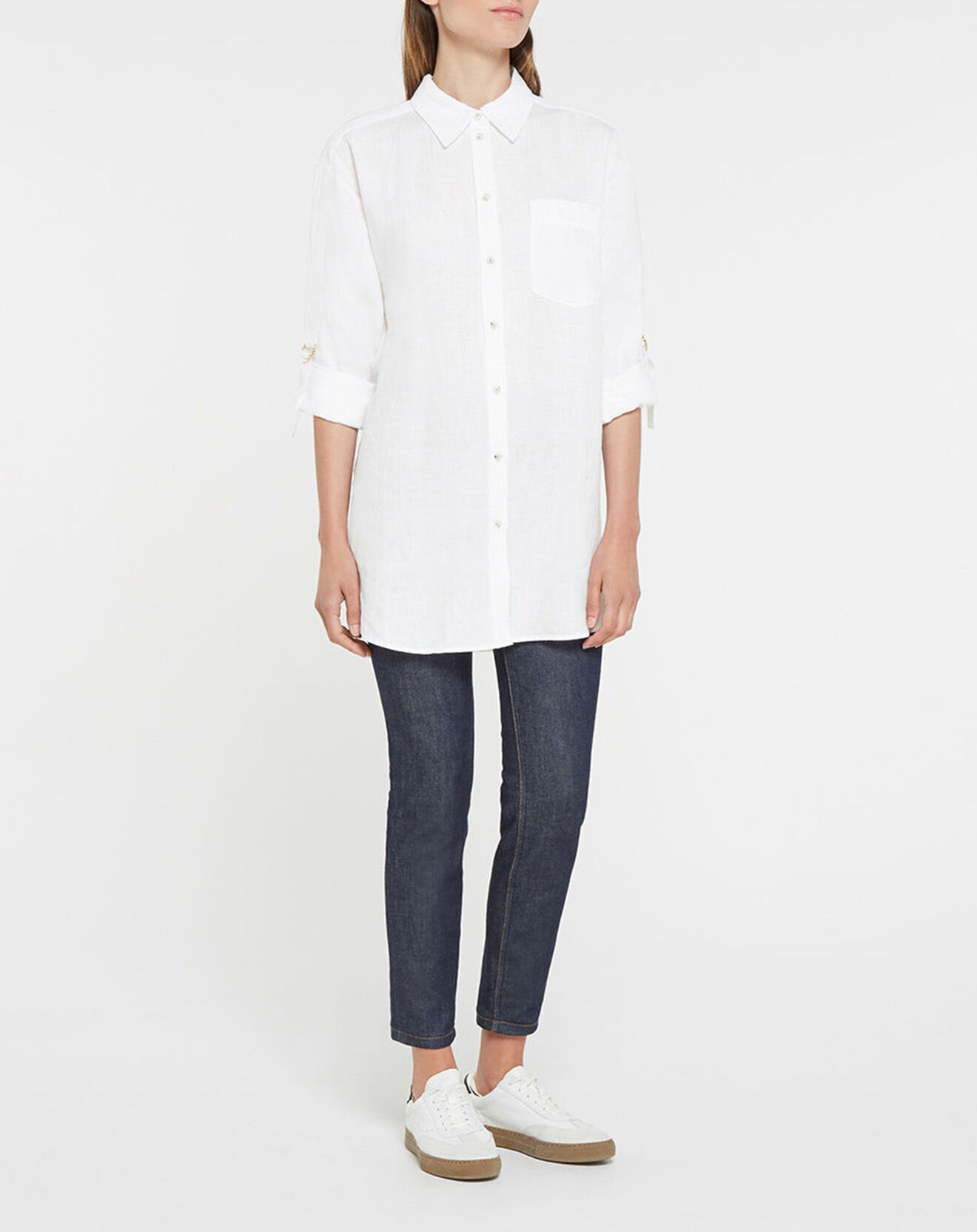 Tommy Hilfiger Chemise 100% Lin Abo Boyfriend blanche