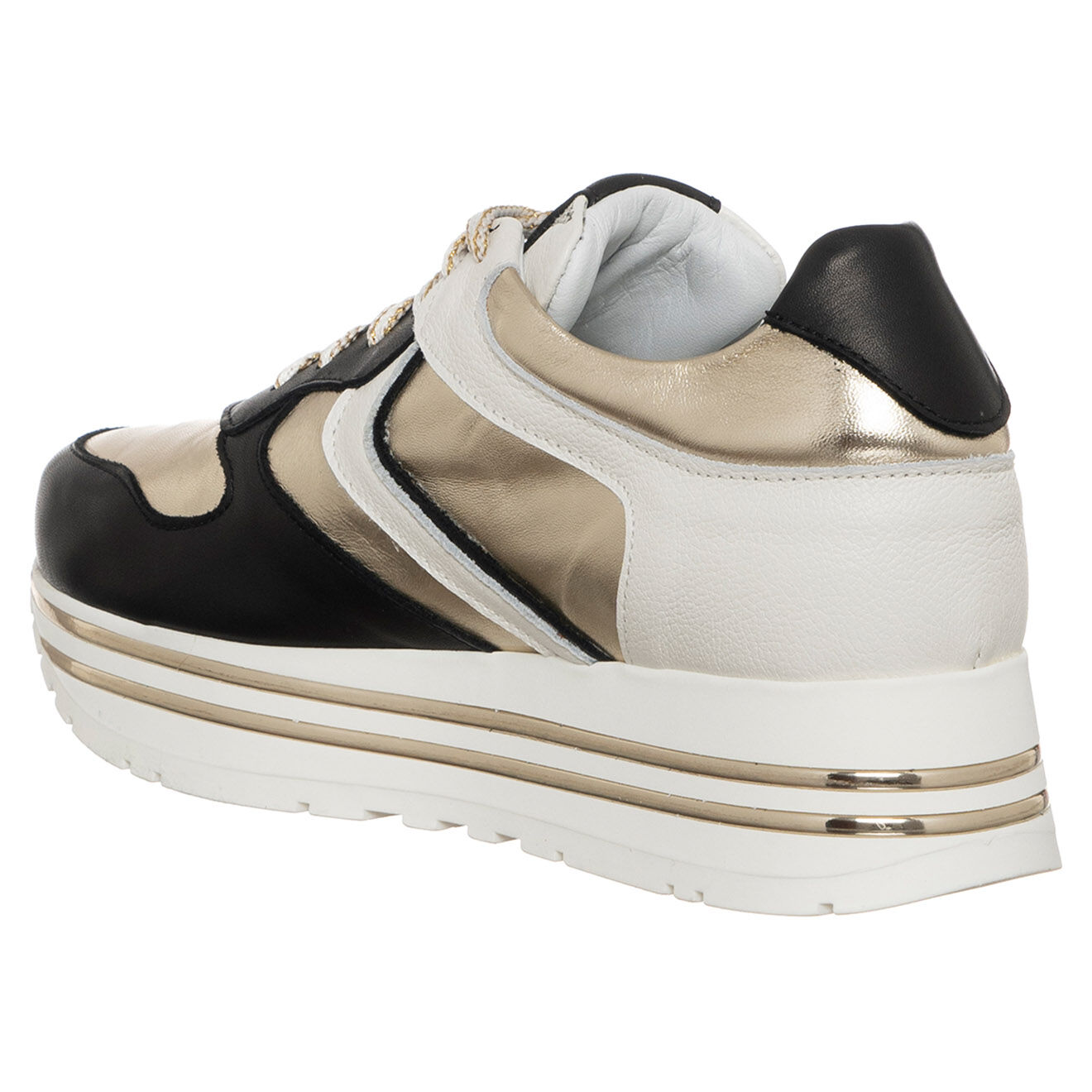 Loretta Pettinari Sneakers en Cuir Iris noir/doré