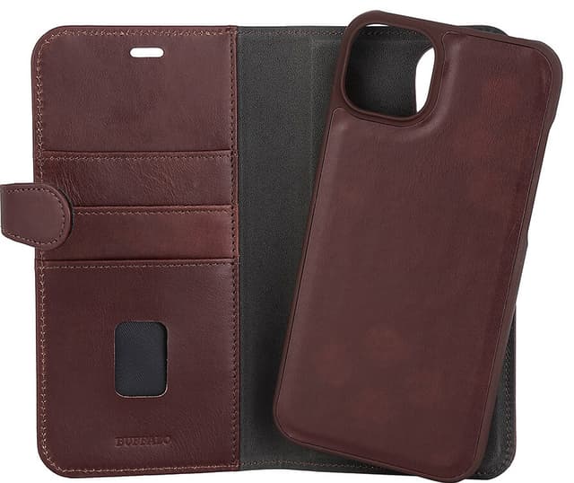 Buffalo 2-i-1 pungetui til iPhone 14 Plus (brunt)