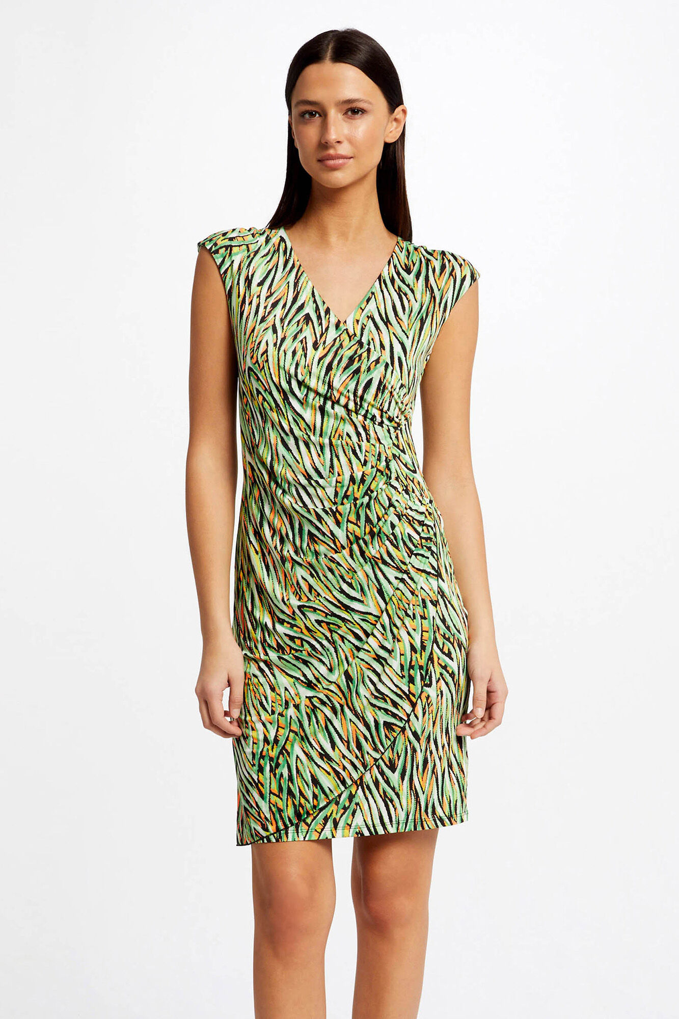 Vestido ajustado drapeado estampado - Estampado verde