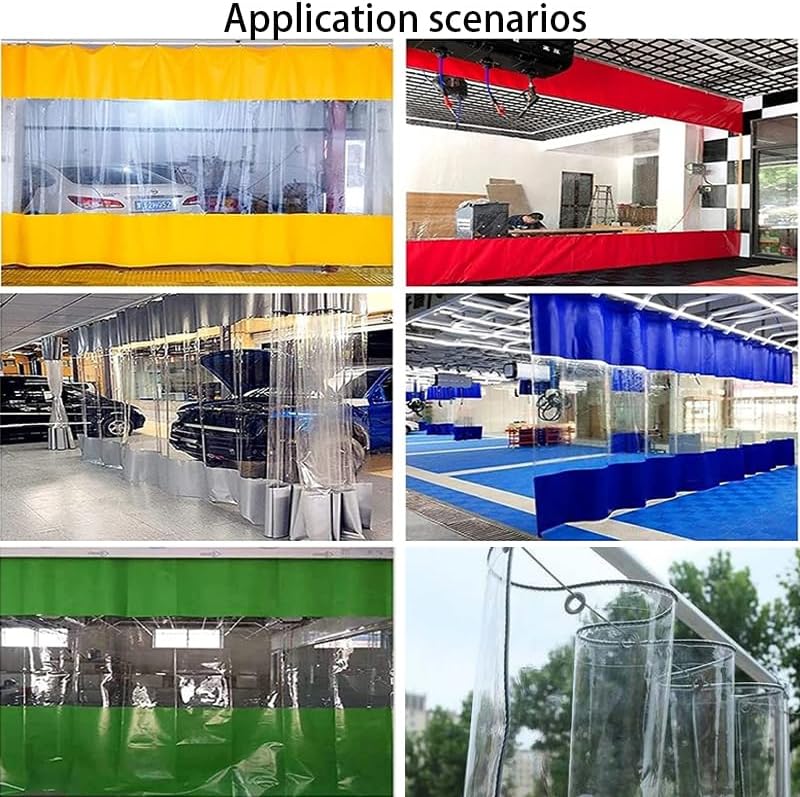 Transparent Pavillonplane Gartenplane mit Ösen PVC Winddicht Vorhang 0.5mm Wasserdichter Plane Trennvorhang für Draussen Terrassen Garten Balkon 2x2.6m(HxL) Schwarz mit 2 Reißverschlüsse