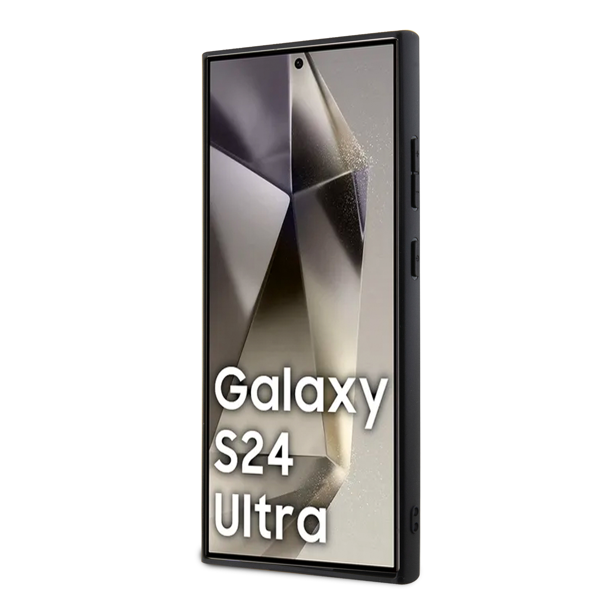 Samsung Galaxy S24 Ultra Leder Hardcase Hülle Half Textured & Circle MagSafe-Modul (BMHMS24L23RTPK) - Schwarz