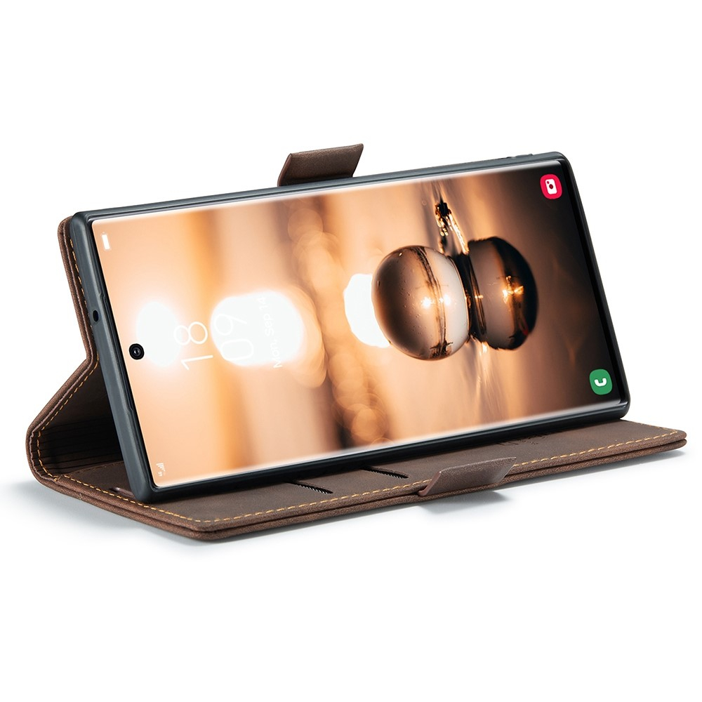 Samsung Galaxy S22 Ultra 5G Leder Tasche Flip Wallet Etui mit Kartenfächern - Dunkelbraun