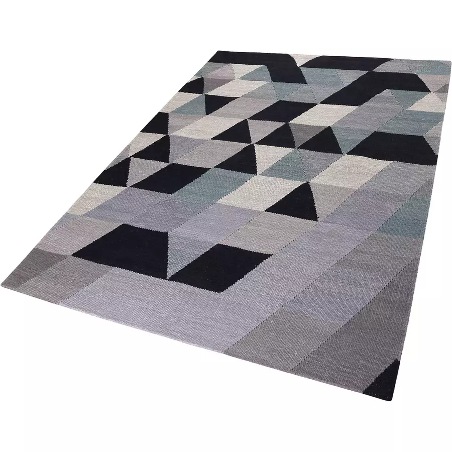 Esprit Kelim Teppich Triango Kelim blau grau