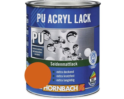 HORNBACH kleurrijke lak PU acryllak semi-mat inesi oranje 750 ml
