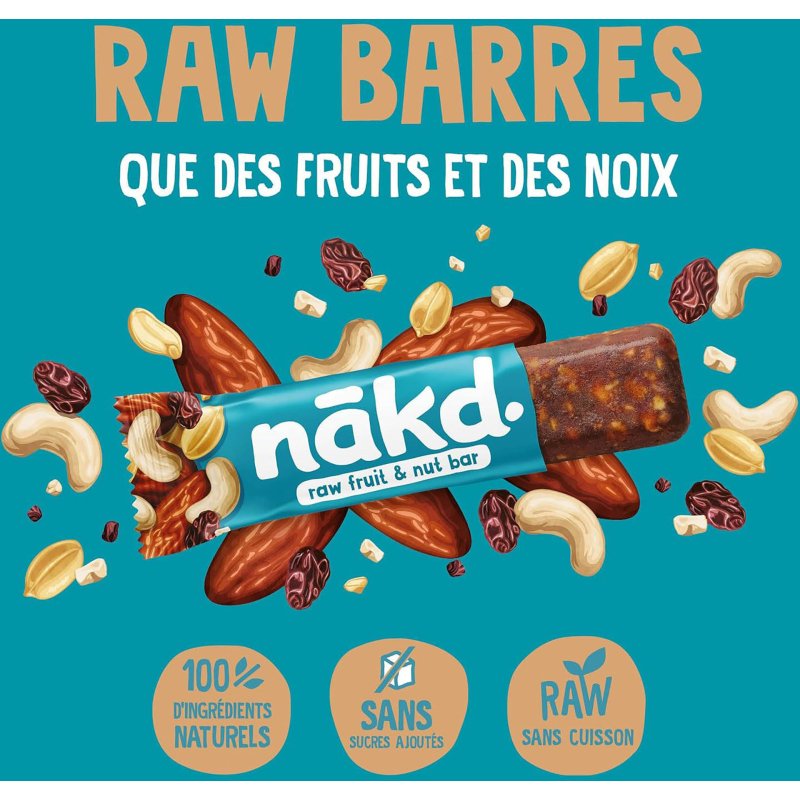 Barre fruits secs caramel beurre salé sans gluten Nakd - 35 g