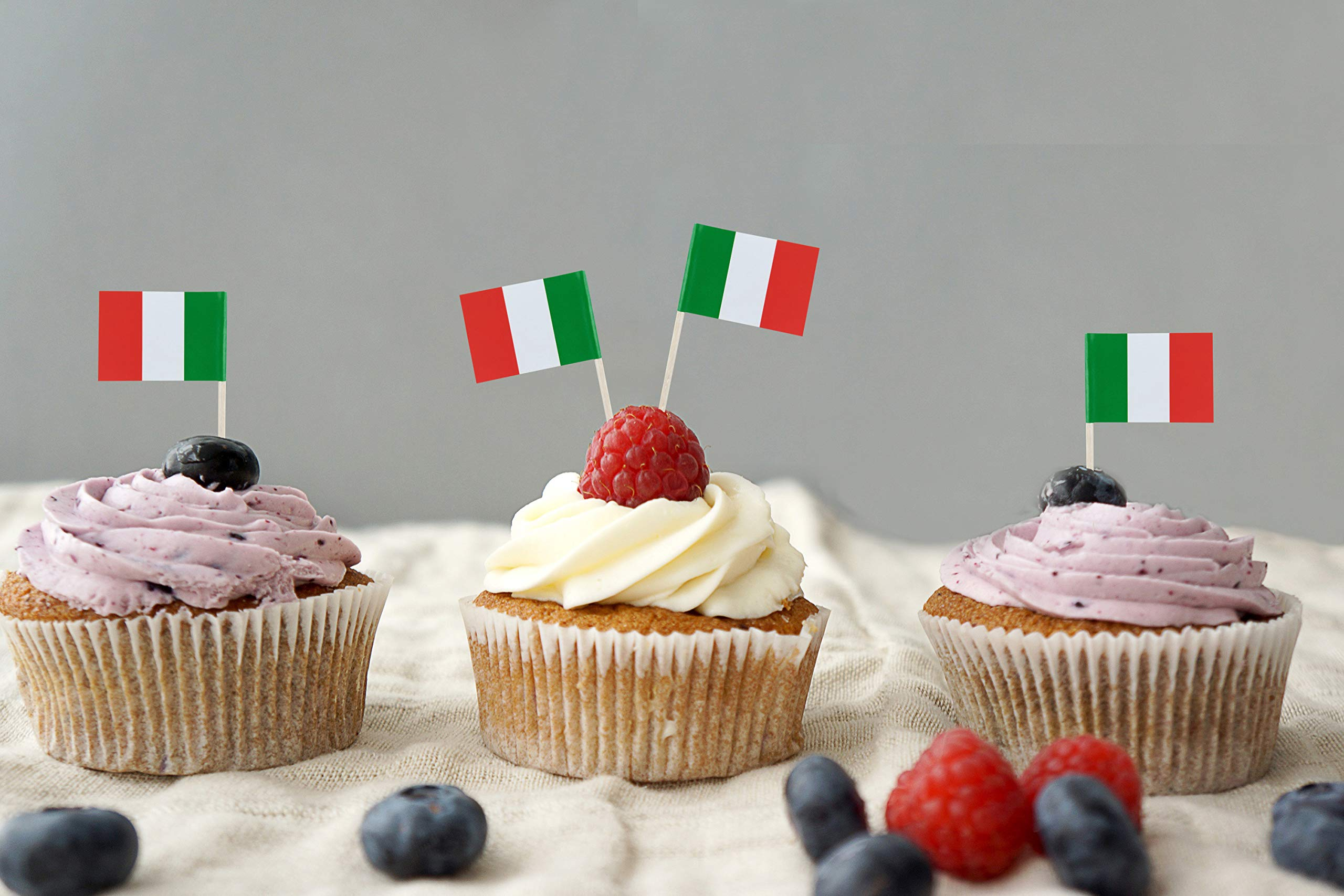 (100er Set) Cocktail Fähnchen Fingerfood Sticks Party Spiesse Deko Flaggen Zahnstocher - Italien