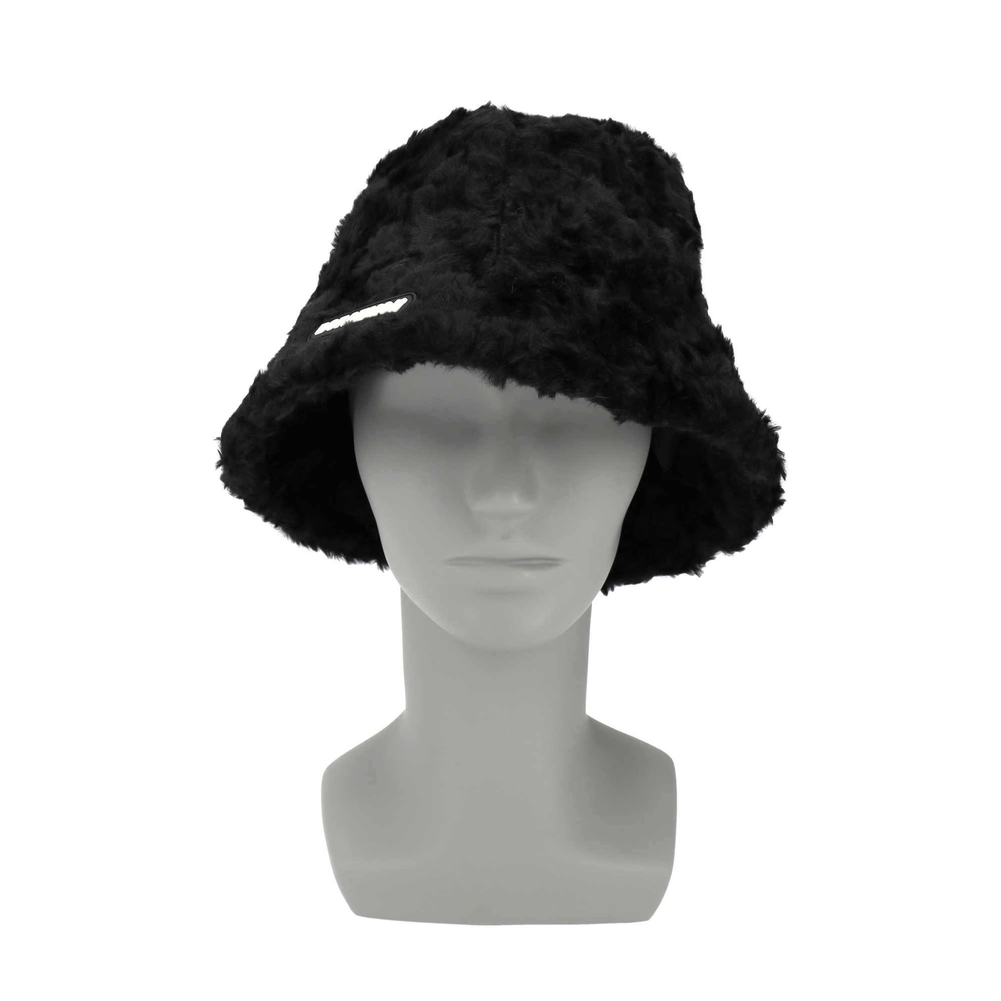(Ø20cm) Plüsch Fischerhut Fashion Accessoire Winter Bucket Hat - Schwarz