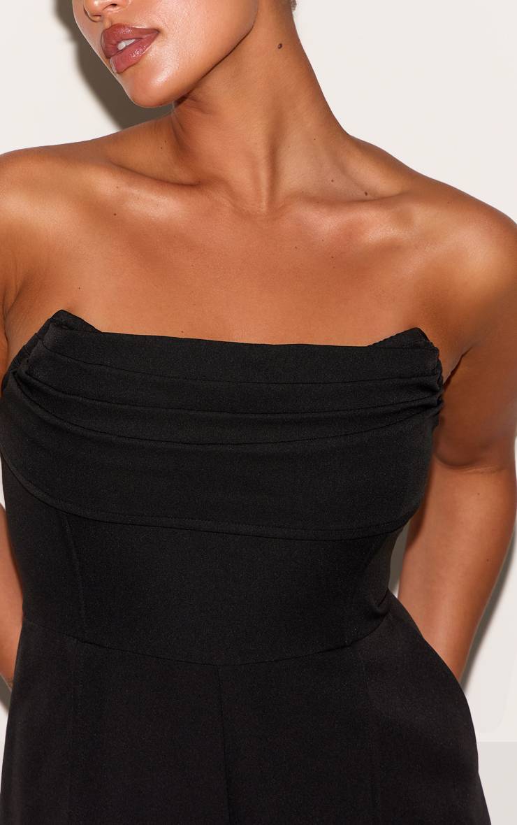 Noir Combinaison Grande Taille Bandeau Col Bénitier Avec Poches