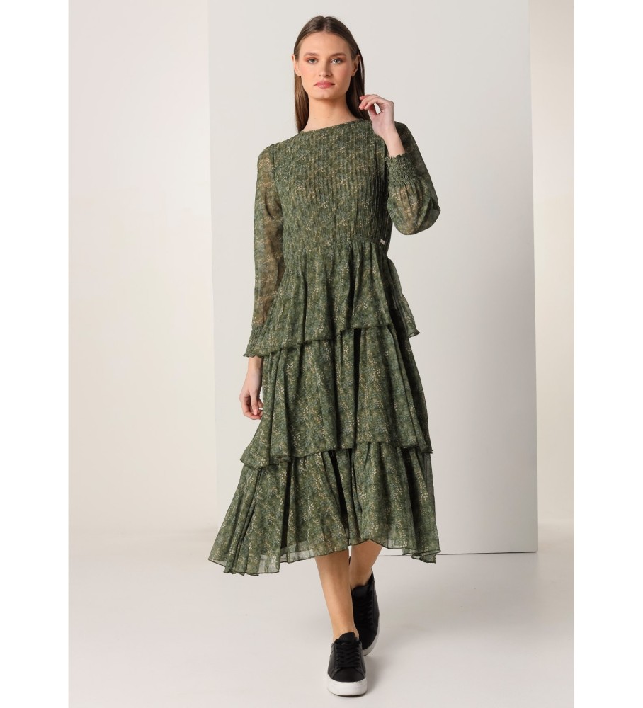 Vestido curto Lois com estampa floral verde
