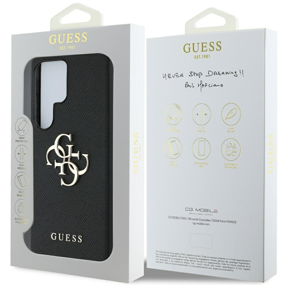 Samsung Galaxy S25 Ultra Leder Hardcase Hülle Grained 4G Big Metal Logo (GUHCS25LPGT4MBK) - Schwarz