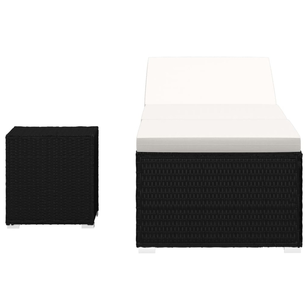 Transat chaise longue bain de soleil lit de jardin terrasse meuble d'extérieur et table à thé résine tressée blanc crème 02_0