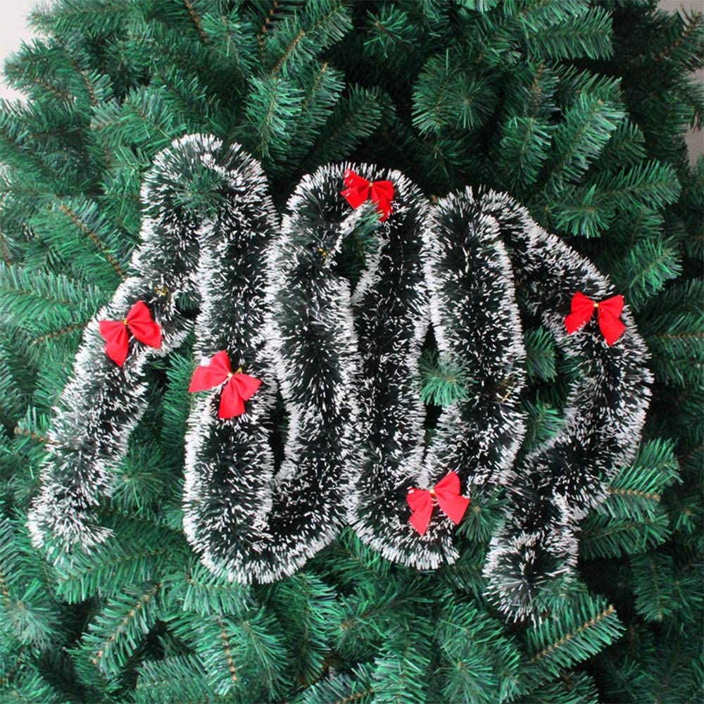 (2m) Deko Lametta Girlande Weihnachts Girlande mit Ornamenten - Grün / Rot