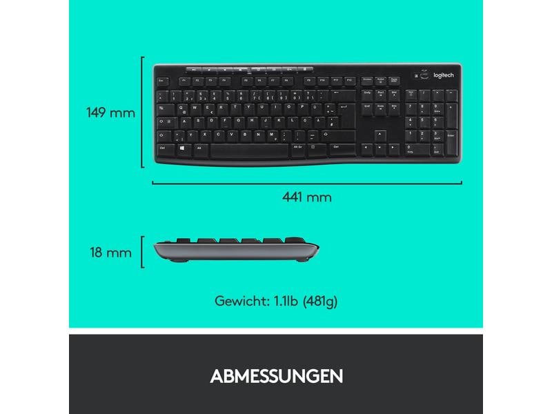 Logitech Tastatur-Maus-Set MK270 CH-Layout Kabelloses Tastatur-Maus-Set