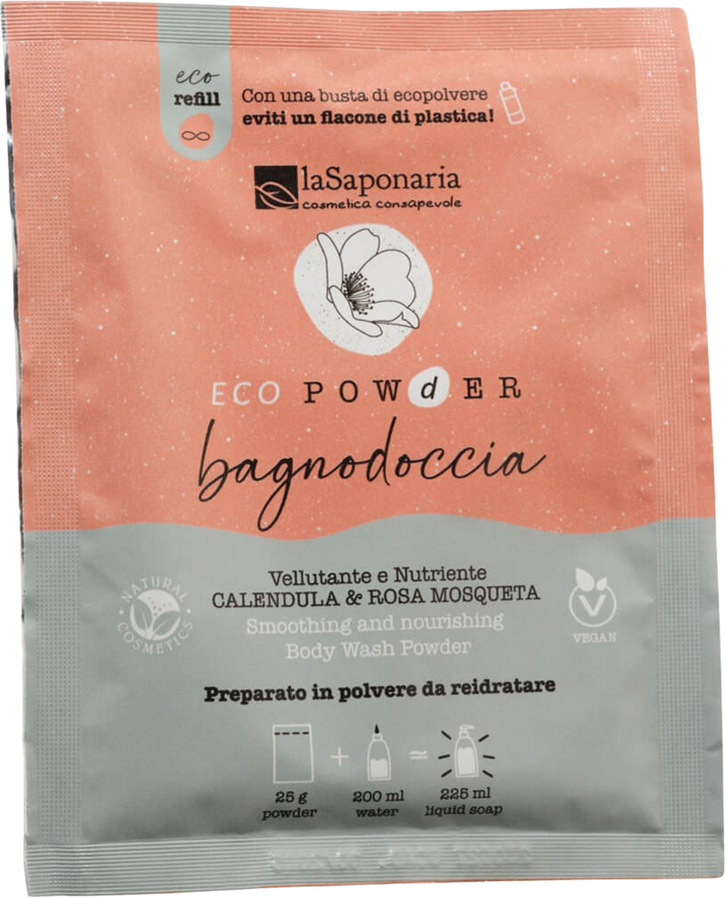 La Saponaria  EcoPowder Refill Duschbad Calendula & Wildrose, 25 g