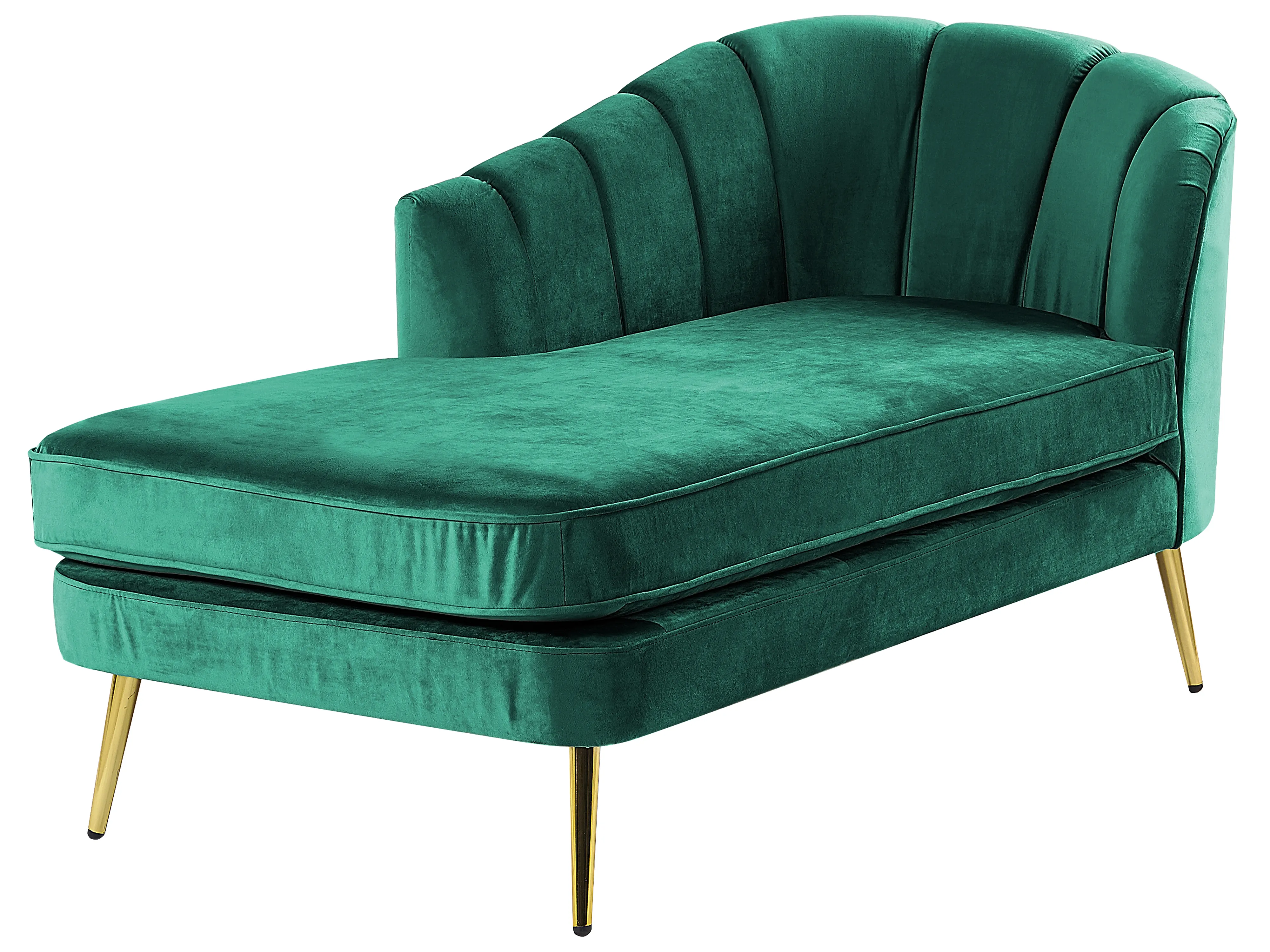 Rechtszijdige chaise longue ALLIER Fluweel Smaragdgroen