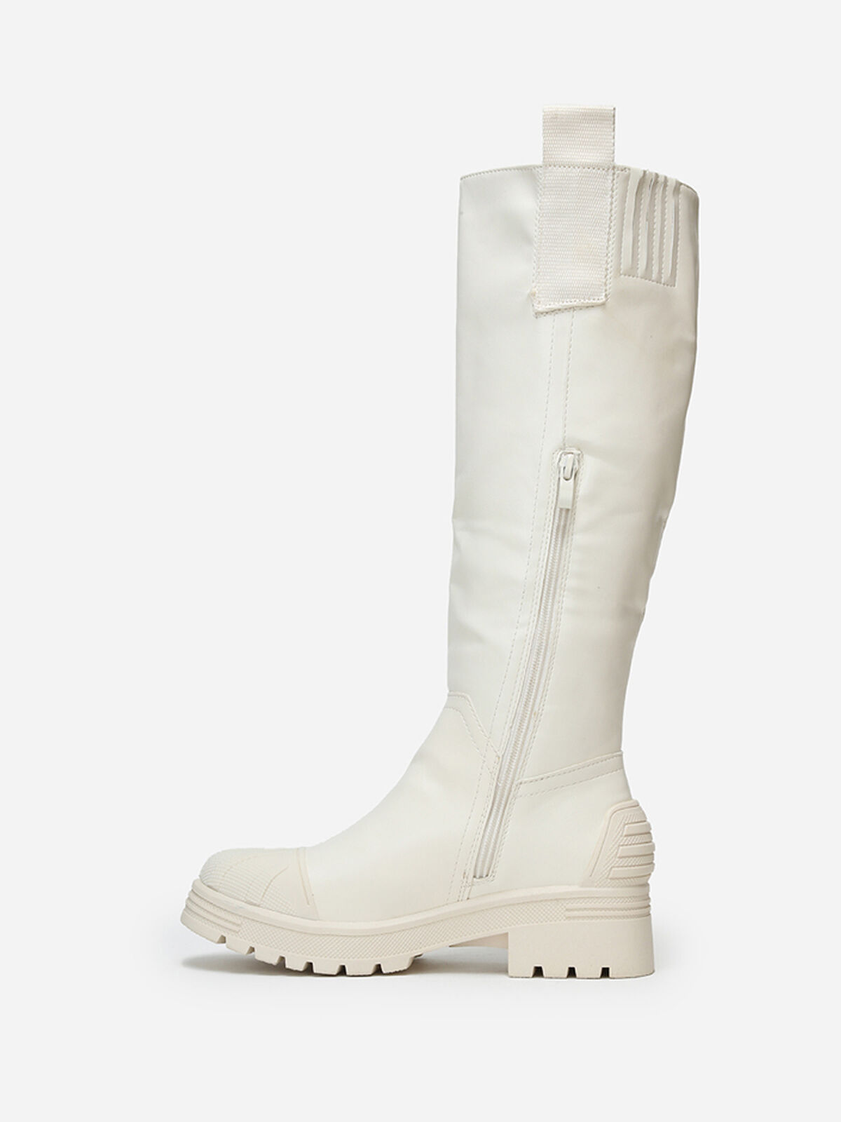 Bottes crantées avec motifs en relief- Beige