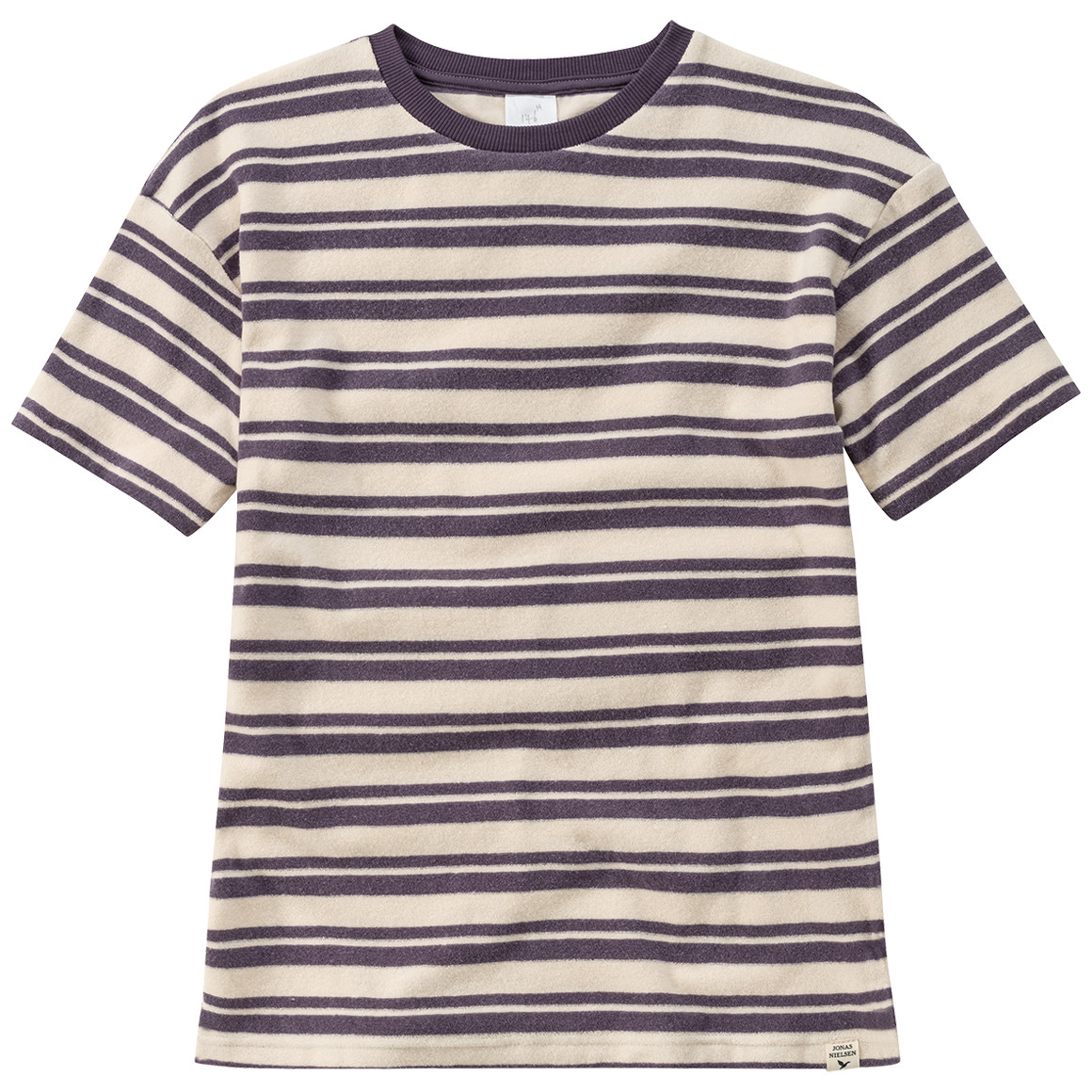 Jonas Nielsen Jungen Frottee-Shirt mit Streifen dunkellila / cremeweiss