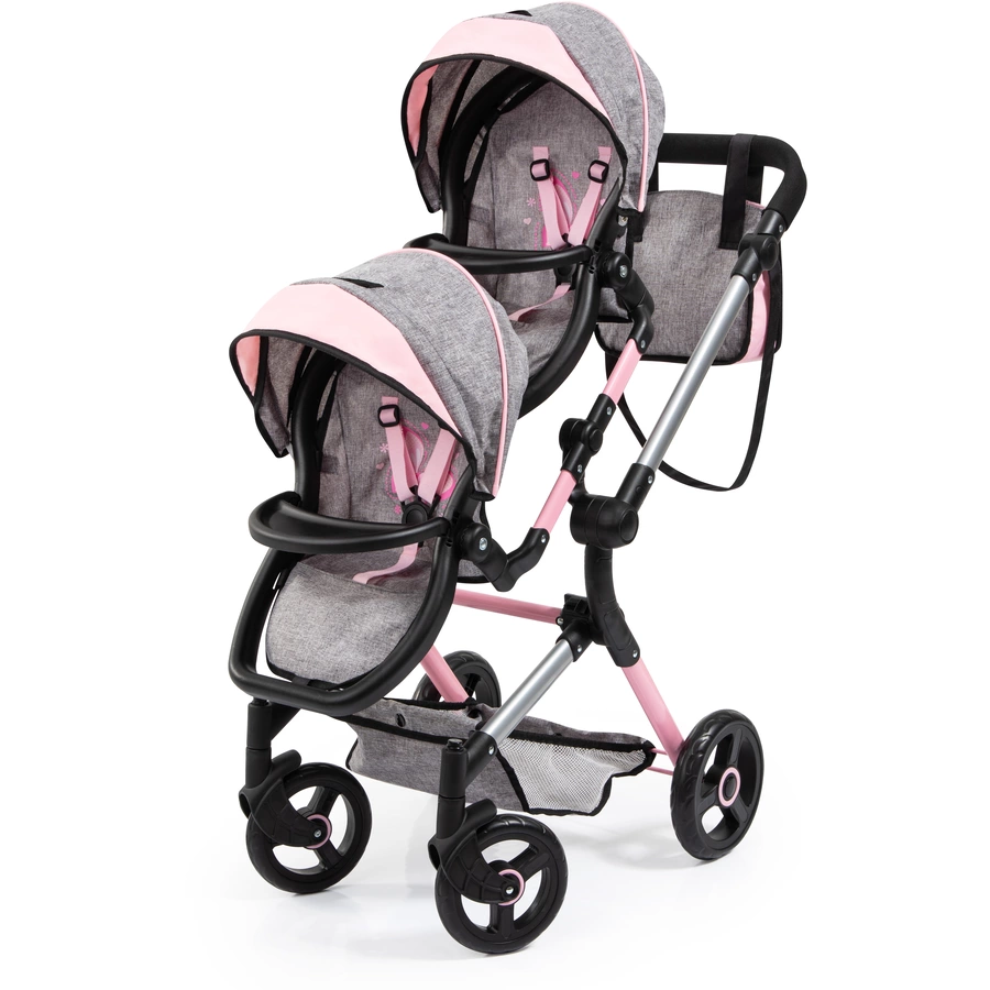 bayer Design Zwillings-Puppenwagen Twin Neo graurosa, mit Schmetterling