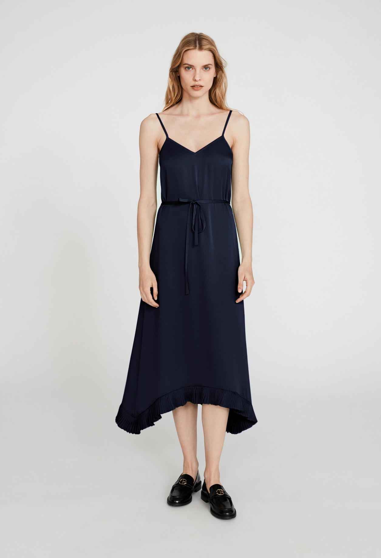 Robe midi bretelles marine