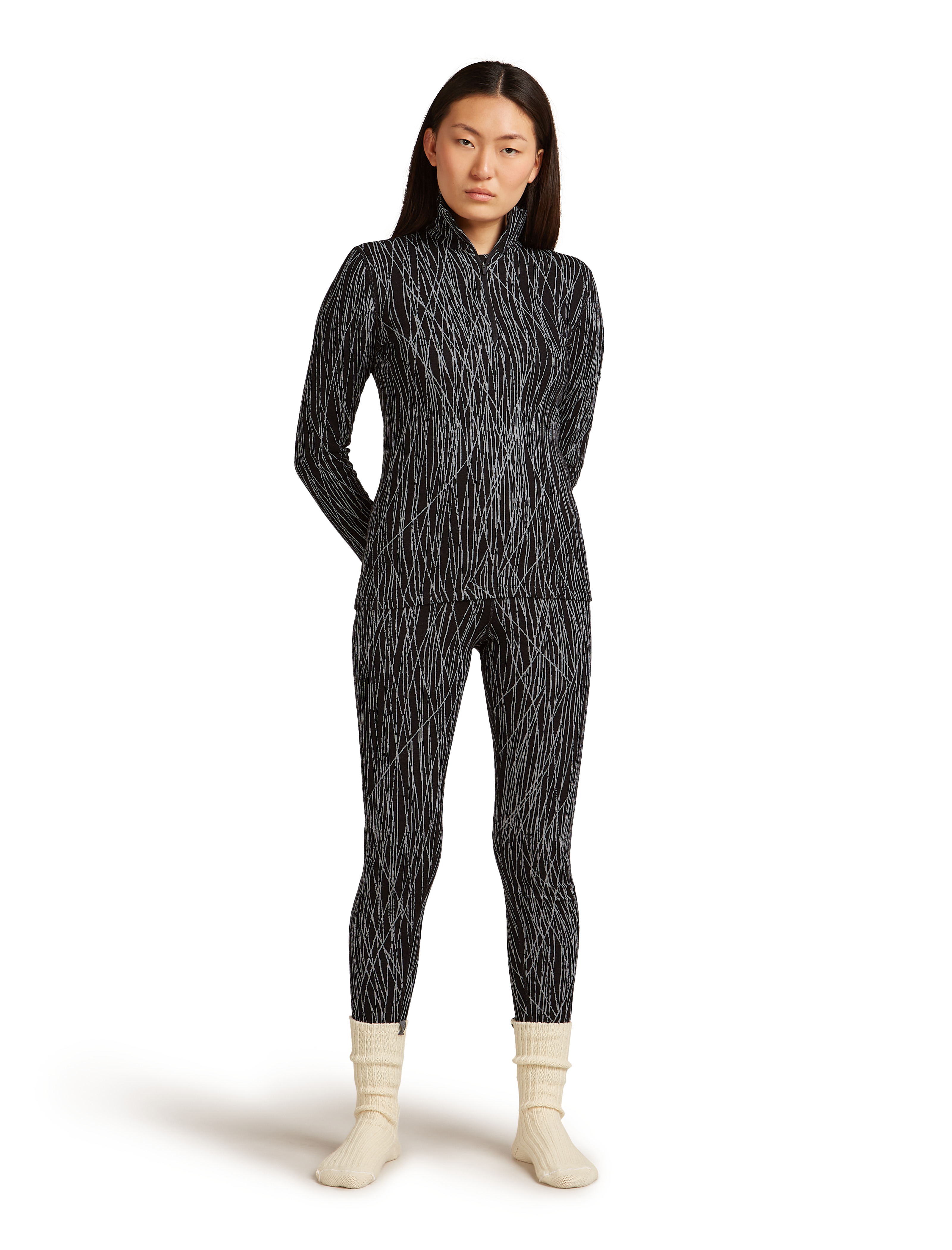 W Merino 260 Tech Vertex LS Half Zip Delta Lin AOP