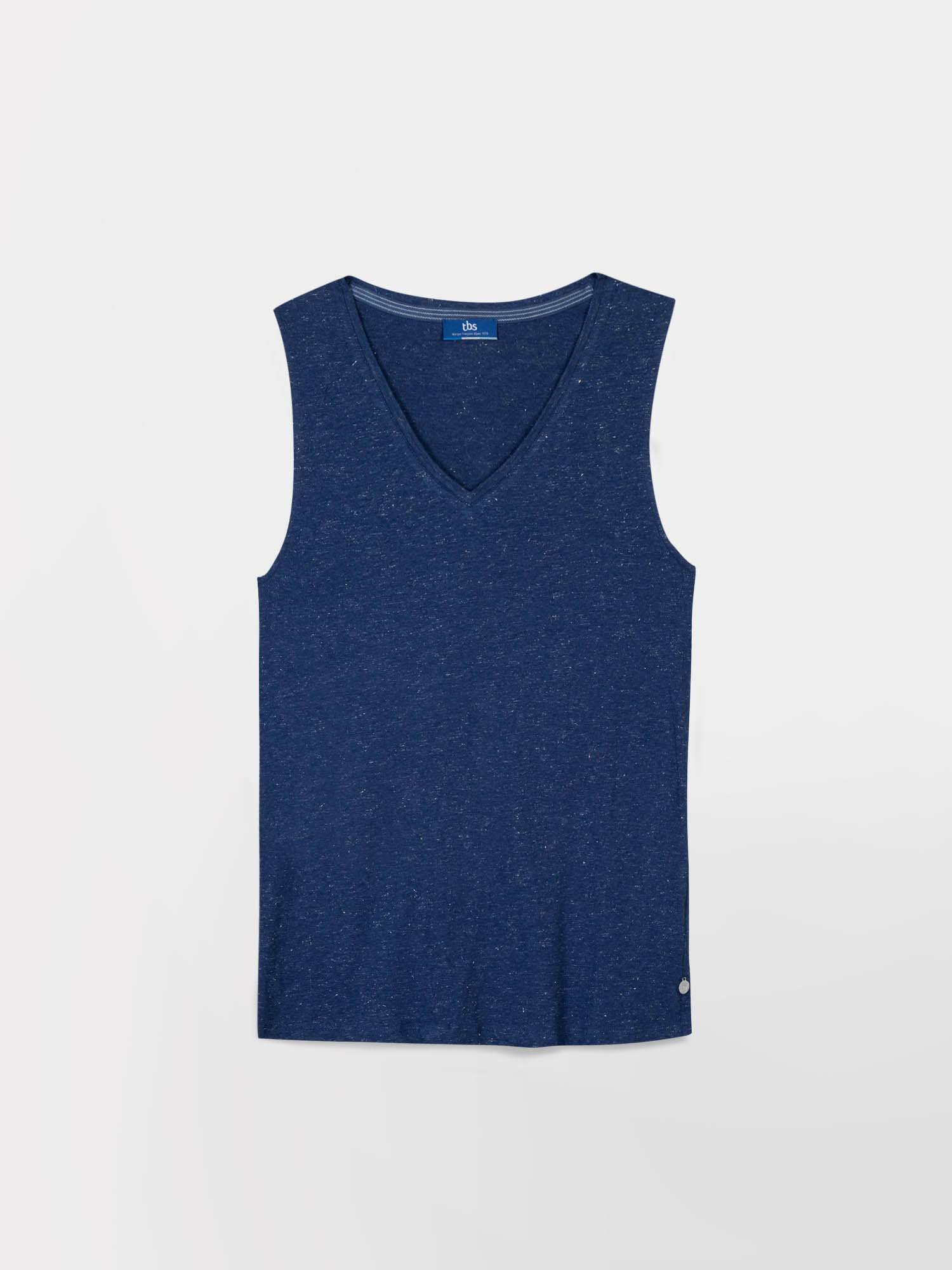 Débardeur Femme Col V Coton Marine