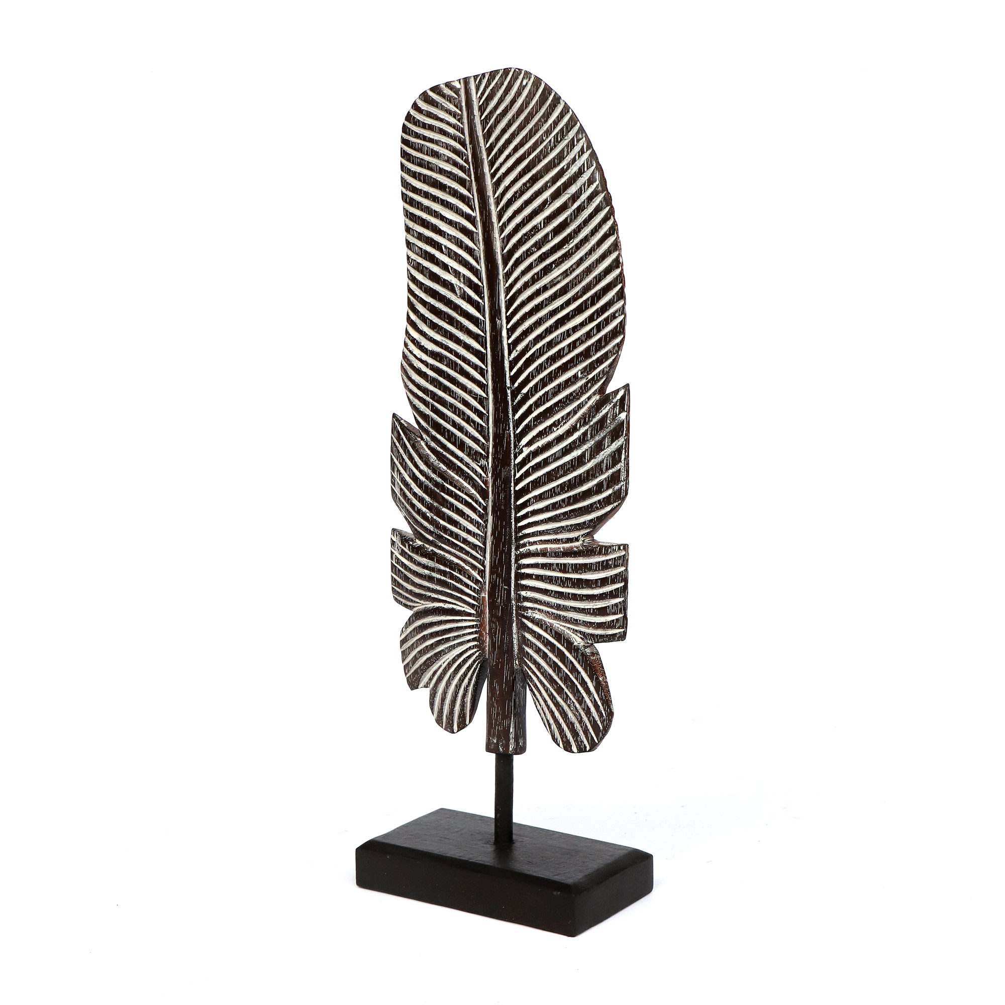 Holzskulptur 'Bananenblatt' L, braun, H 55 cm, B 20 cm, L 10 cm von fischer's lagerhaus