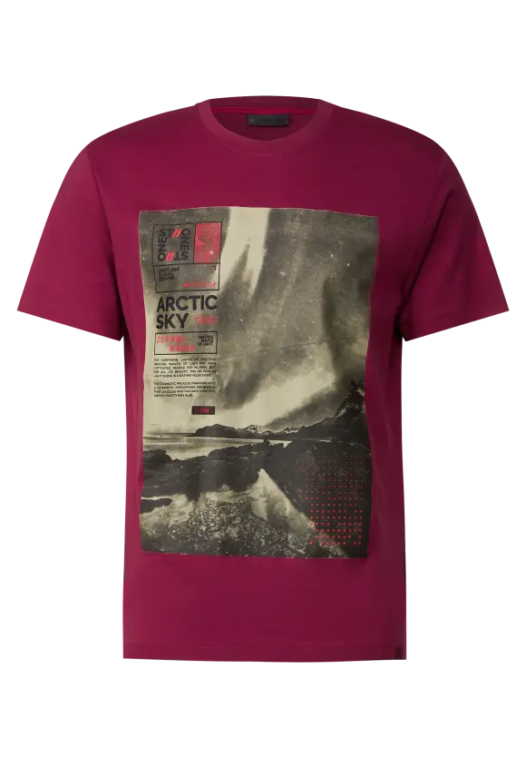Arctic Sky Foto T-Shirt - sangria red