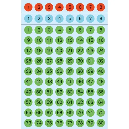 HERMA Zahlen-Sticker 1-160, Durchmesser: 12 mm, farbig