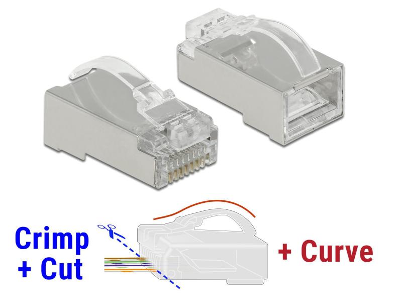 Delock Stecker RJ45 Cat.6 STP 20 Stück, Transparent, geschi Delock RJ45 Crimp Cut Curve Stecker Cat.6 STP 20 Stück