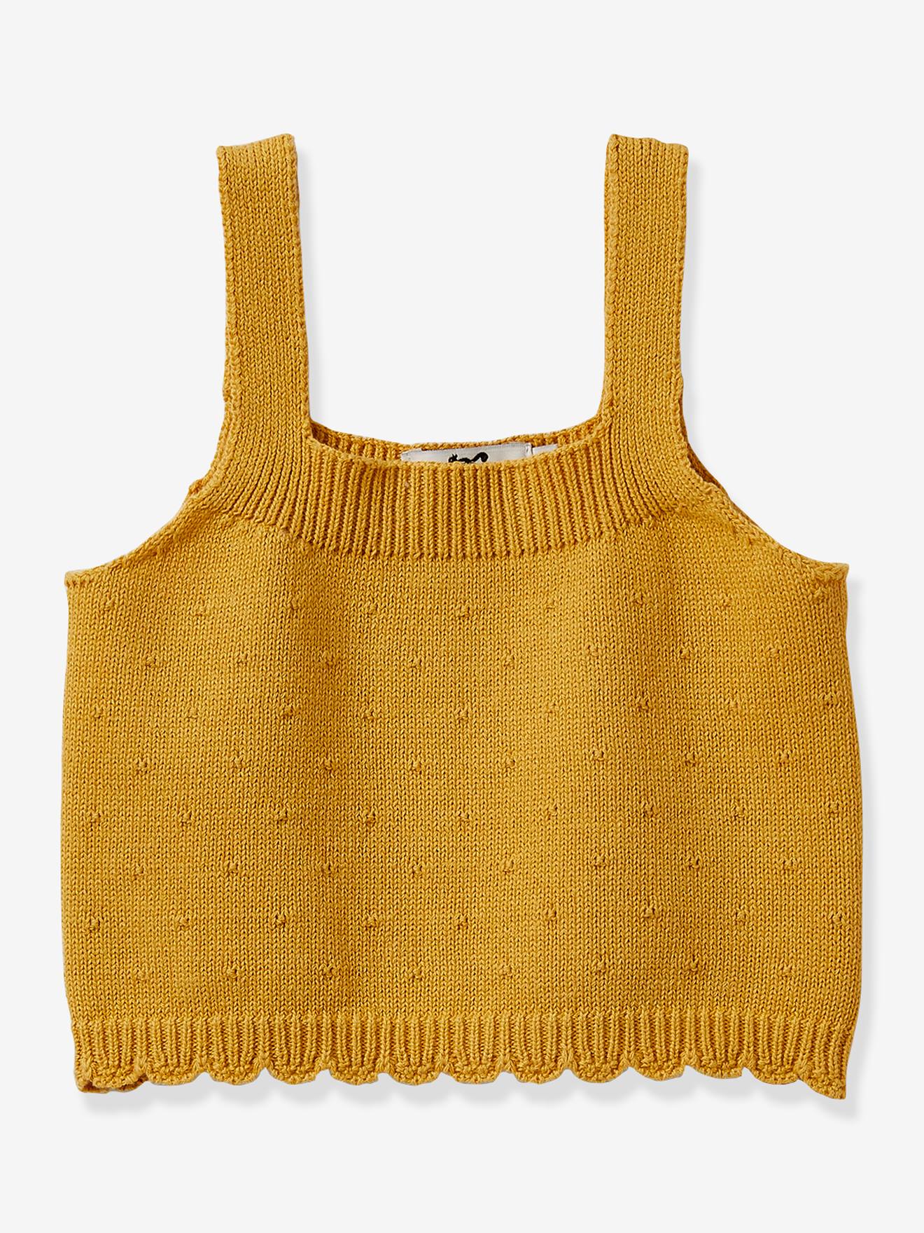 Camiseta feminina CYRILLUS, tamanho médio, amarela, lisa