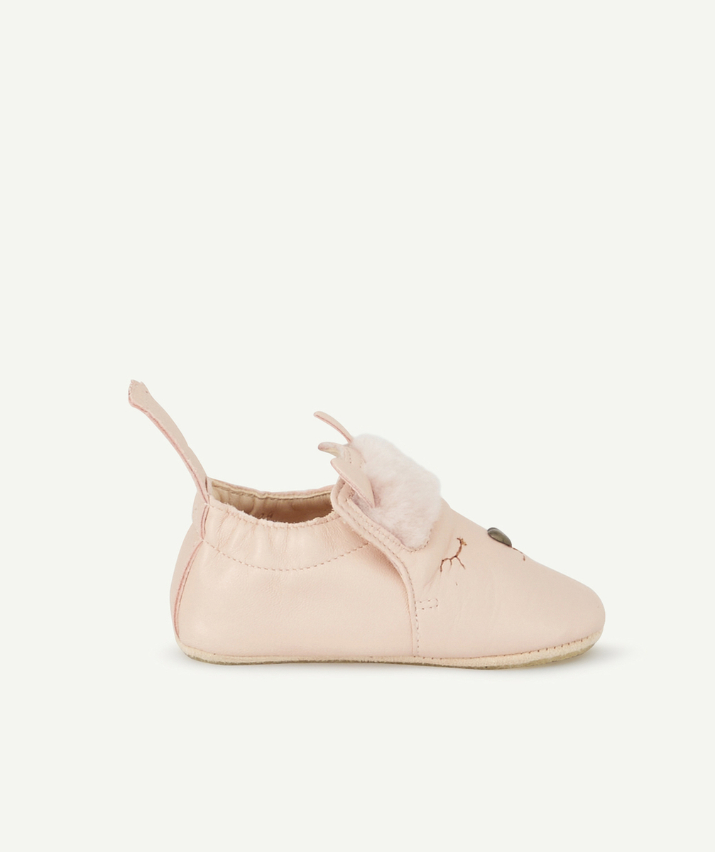 EASY PEASYCHAUSSONS EN CUIR ROSE AVEC ALPAGA