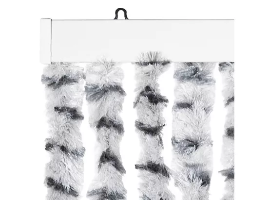Rideau anti-mouches gris clair et gris foncé 100x230cm chenille