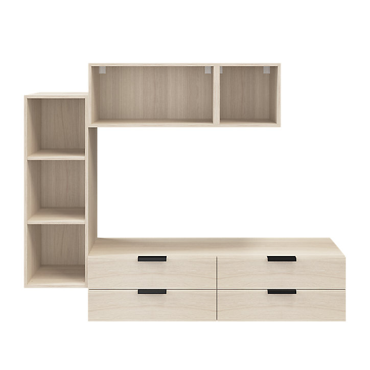 Meuble TV 4 tiroirs effet chêne GoodHome Atomia H. 150 x L. 225 x P. 37 cm