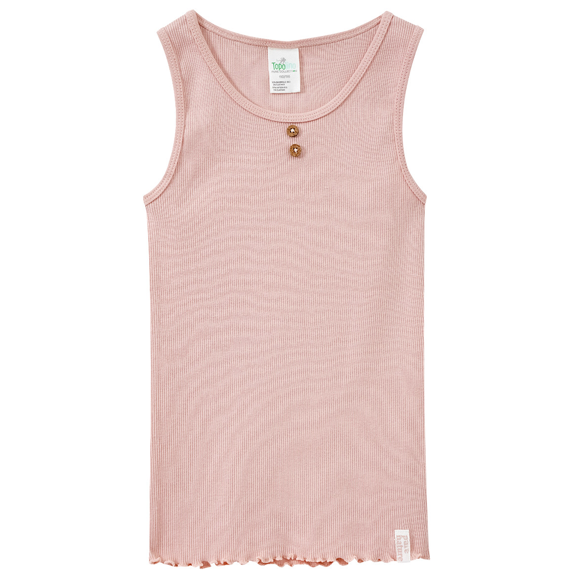 Topolino Pure Collection 2 Mädchen Unterhemden mit Rippstruktur hellbeige / hellrosa