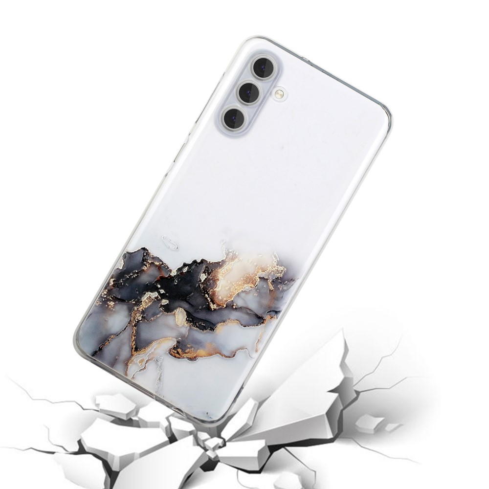 Samsung Galaxy S24 Gummi Hülle Marmor Look mit Kameraschutz - Transparent / Schwarz